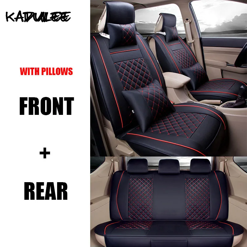 KADULEE pu Кожаные чехлы для сидений автомобиля для jac s3 toyota land cruiser nissan altima ford fiesta great wall hover защитное покрытие автомобильного сиденья - Название цвета: black with red VTI