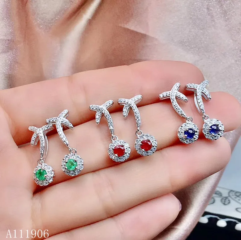 

KJJEAXCMY boutique jewelry 925 sterling silver inlaid natural emerald sapphire ruby female earrings support review new luxury nm