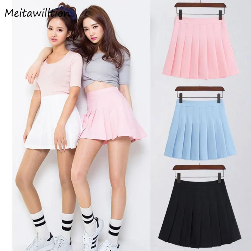 Новинка лета 2018 плиссированная юбка с высокой талией джинсовая в стиле Харадзюку