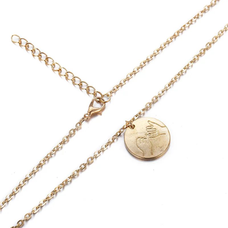 Ручное теснение знак Язык сестра Ожерелье Лучшие друзья I Love You поклялись жесты