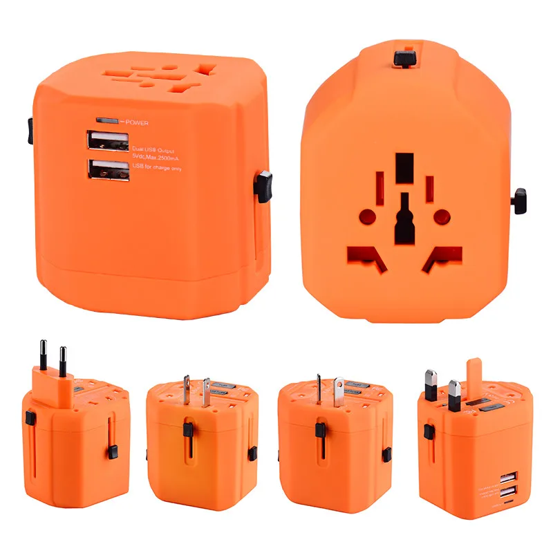 LEORY All In One Universal Travel Adapter 5V 2.1A 2500MA 2 USB Port EU US UK AU International Plug Charger |