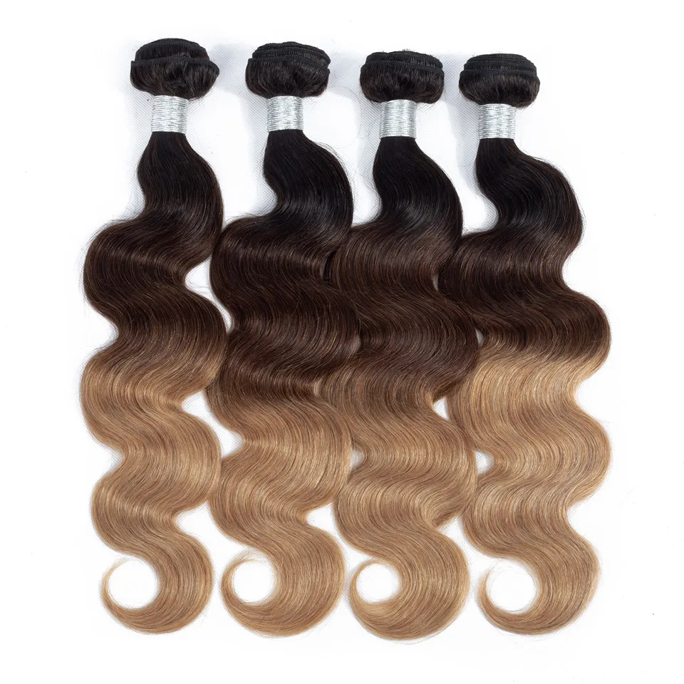 Ed 1b/4/27 Three Tone Brazilian Weave Bundles Hair Full And Thick