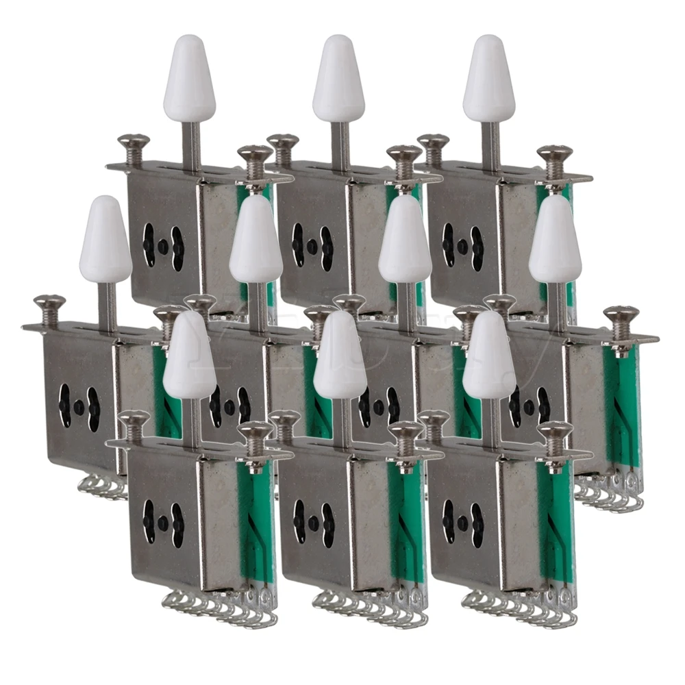 

Yibuy Silver 5 Way Pickup Selector Toggle Switch White Tip Guitar Parts Set of 10