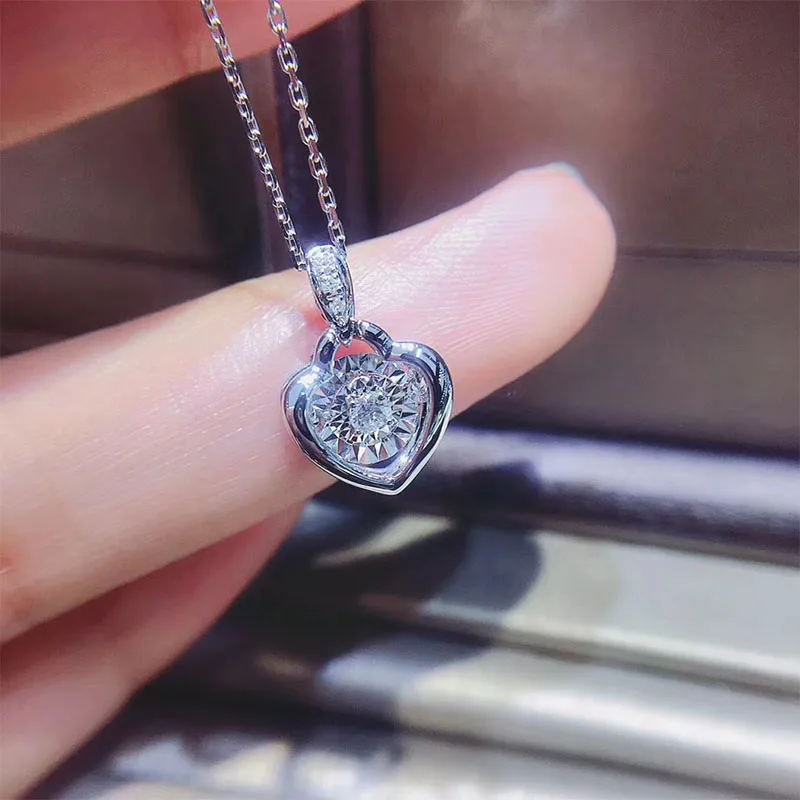 Женское ожерелье с подвеской в виде сердца ANI из белого золота 18 К натуральным