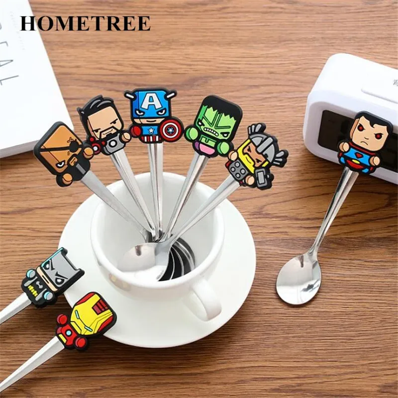 Домашние 8 стильных смешанных ложек с мультяшными ручками из нержавеющей стали