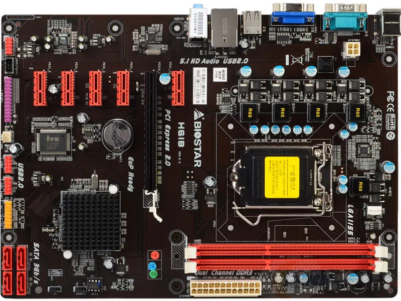 Оригинал для Biostar H61B H61 LGA 1155 DDR3 6PCIE 6GPU добывающая плата ATX USB2.0 ATX|1155 ddr3|lga 11551155 lga |