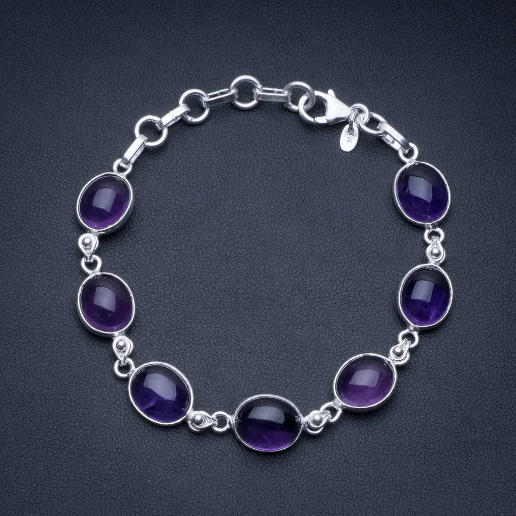 StarGems(tm) Natural Amethyst 925 Sterling Silver Tennis Bracelet 6 1/2-7 1/2&quot | Украшения и аксессуары