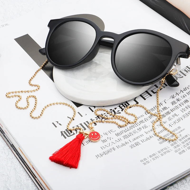 Шнур для очков Smile Face с кисточками универсальная цепочка держатель нескользящий