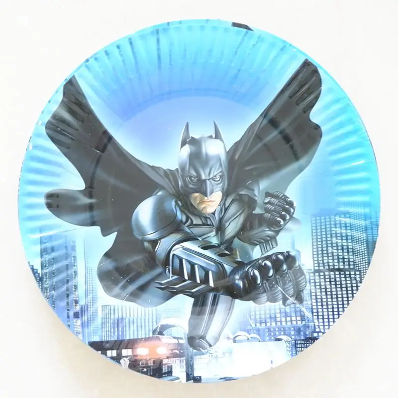 paper plate 10pcs Бэтмен тематическая вечеринка на день рождения Декор бумажная салфетка под тарелку кружку соломенный баннер/Флаг коробка для конфет посуда набор детский душ вечерние принадлежности - Цвет: paper plate 10pcs