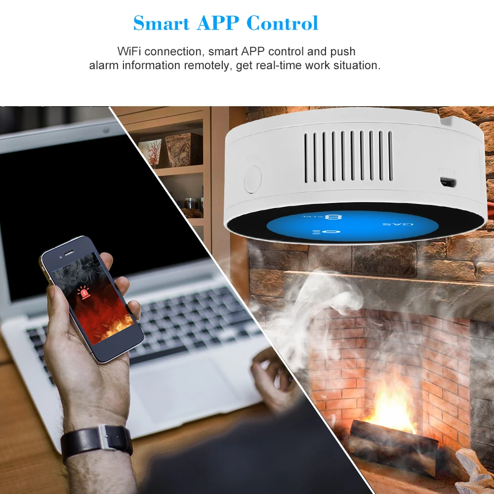 SmartYIBA 5pcs/lot Independent WiFi Gas Detector Alarm Leakage Natural Sensor Home Kitchen | Безопасность и защита