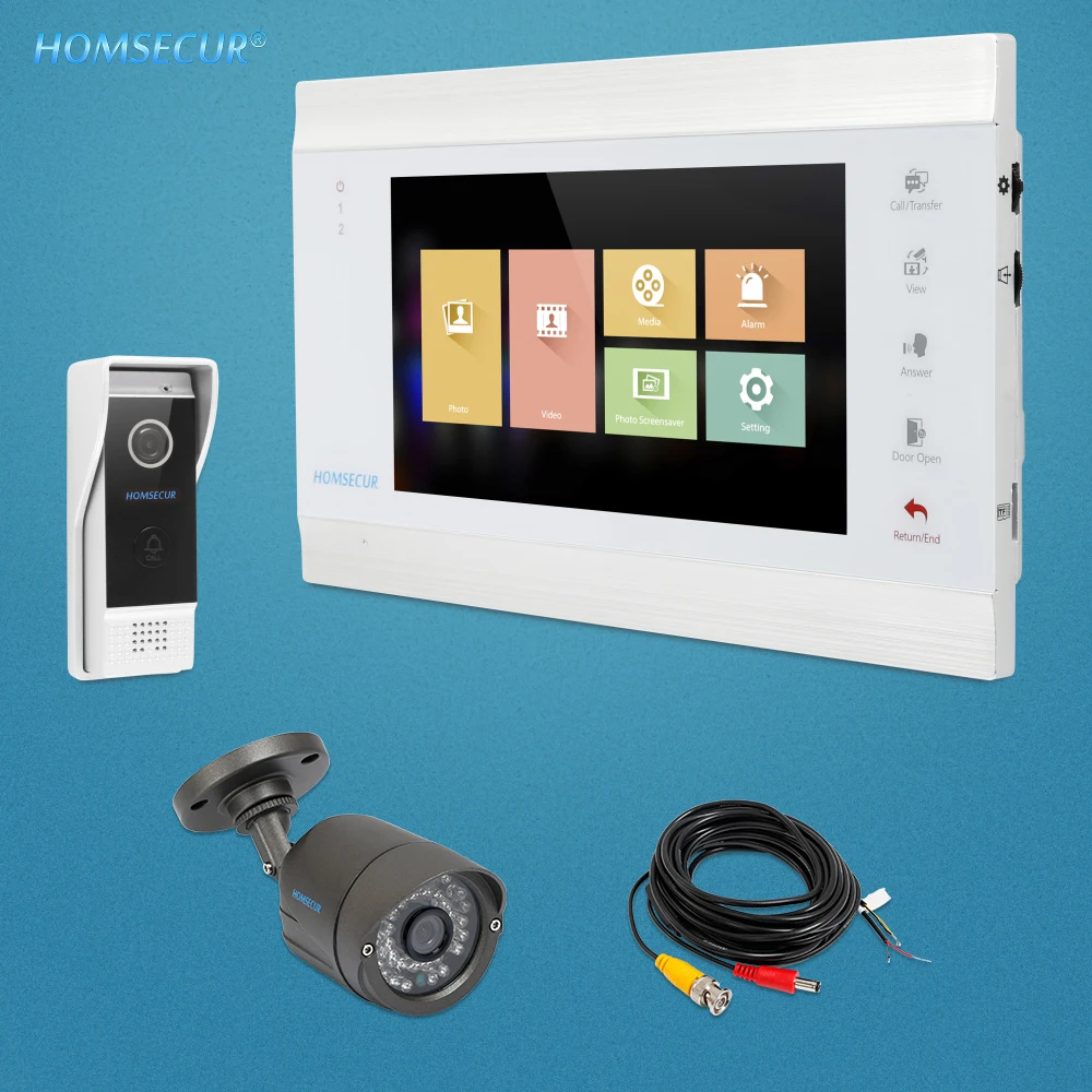 HOMSECUR 7 &quotвидео домофон Интерком охранника с внутри контрольный аудио (BC031HD B + BM705HD
