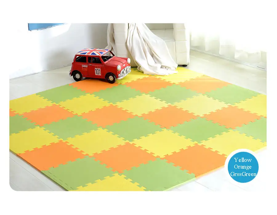 Yello-Ora-GrassGreen Детский игровой коврик из вспененного материала EVA, детский коврик-пазл, блокирующая плитка для упражнений, напольный ковер, ковер для детей, ползающих 30X30X1 см - Цвет: Yello-Ora-GrassGreen