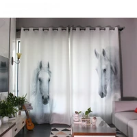 custom nursery kids children window curtain drape hangings for living room bedroom curtain gauze tulle sheer horses white