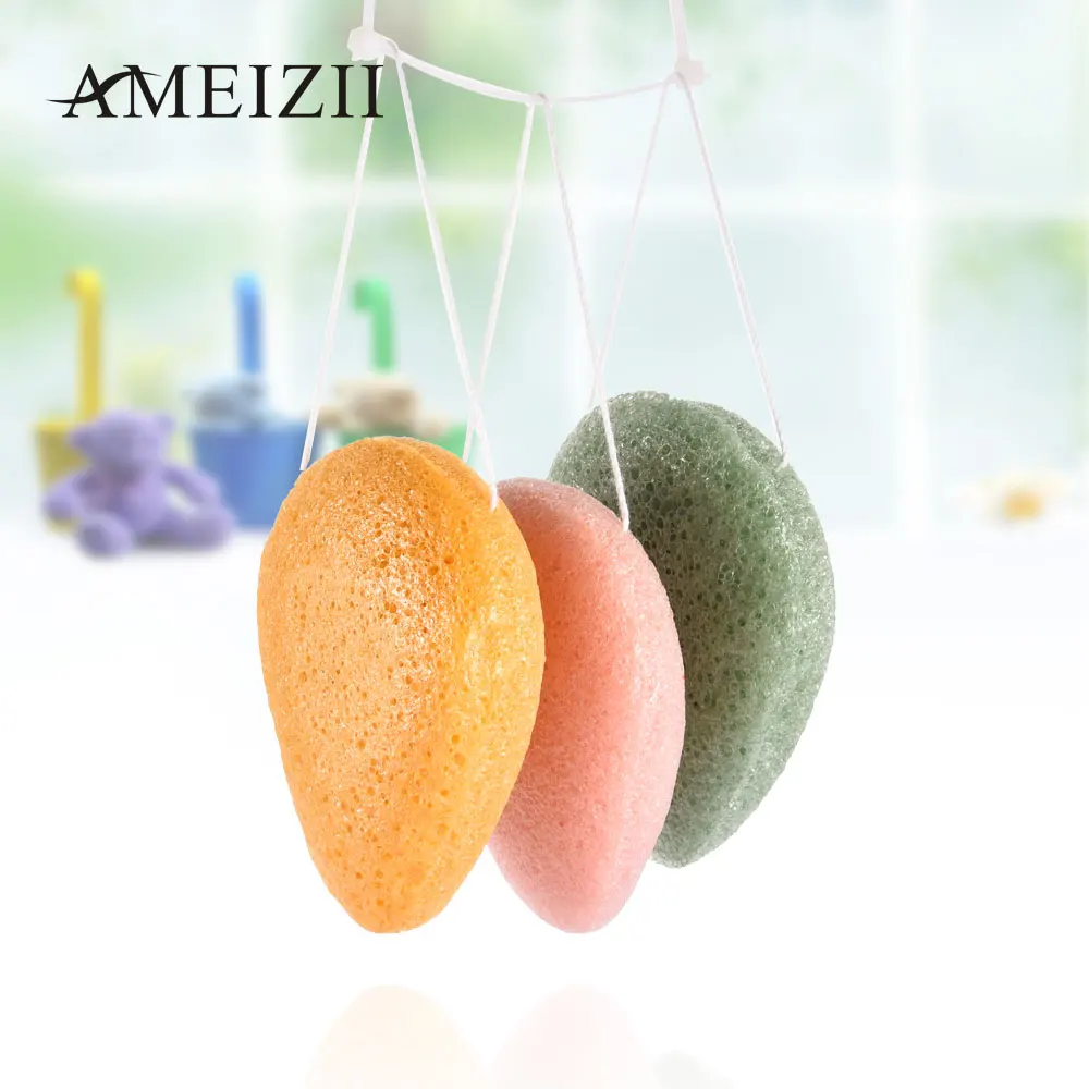 AMEIZII Очищающая губка для лица 1 шт. натуральная Konjac зеленая розовая белая очищения