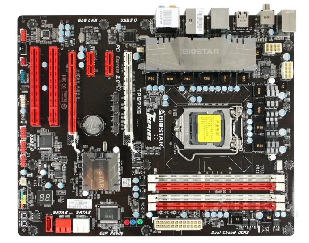 Оригинальная б/у настольная материнская плата BIOSTAR TP67XE P67 LGA 1155 DDR3 32G SATA3