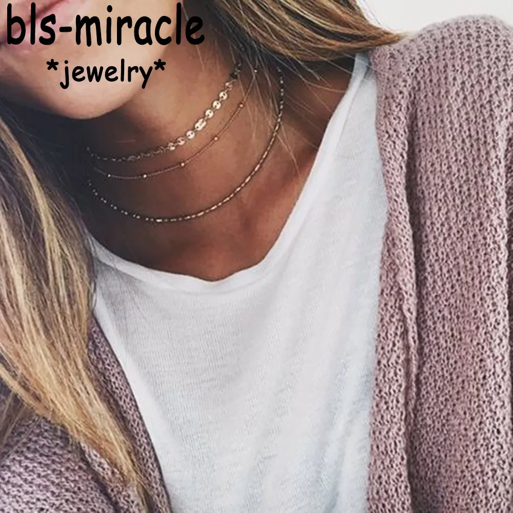 Bls-miracle многослойные ожерелья-чокер для женщин сексуальные винтажные бусы