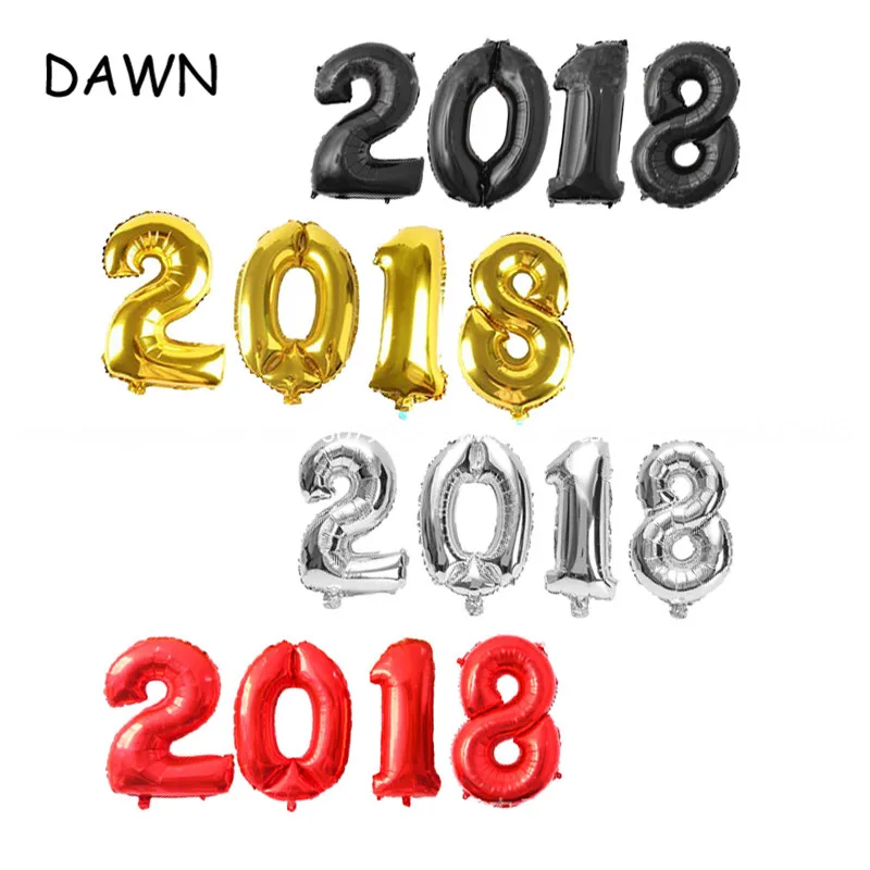 4 шт./лот 32 дюйма с номером 2018 фольга шары золото/серебро/синий/розовый новым годом