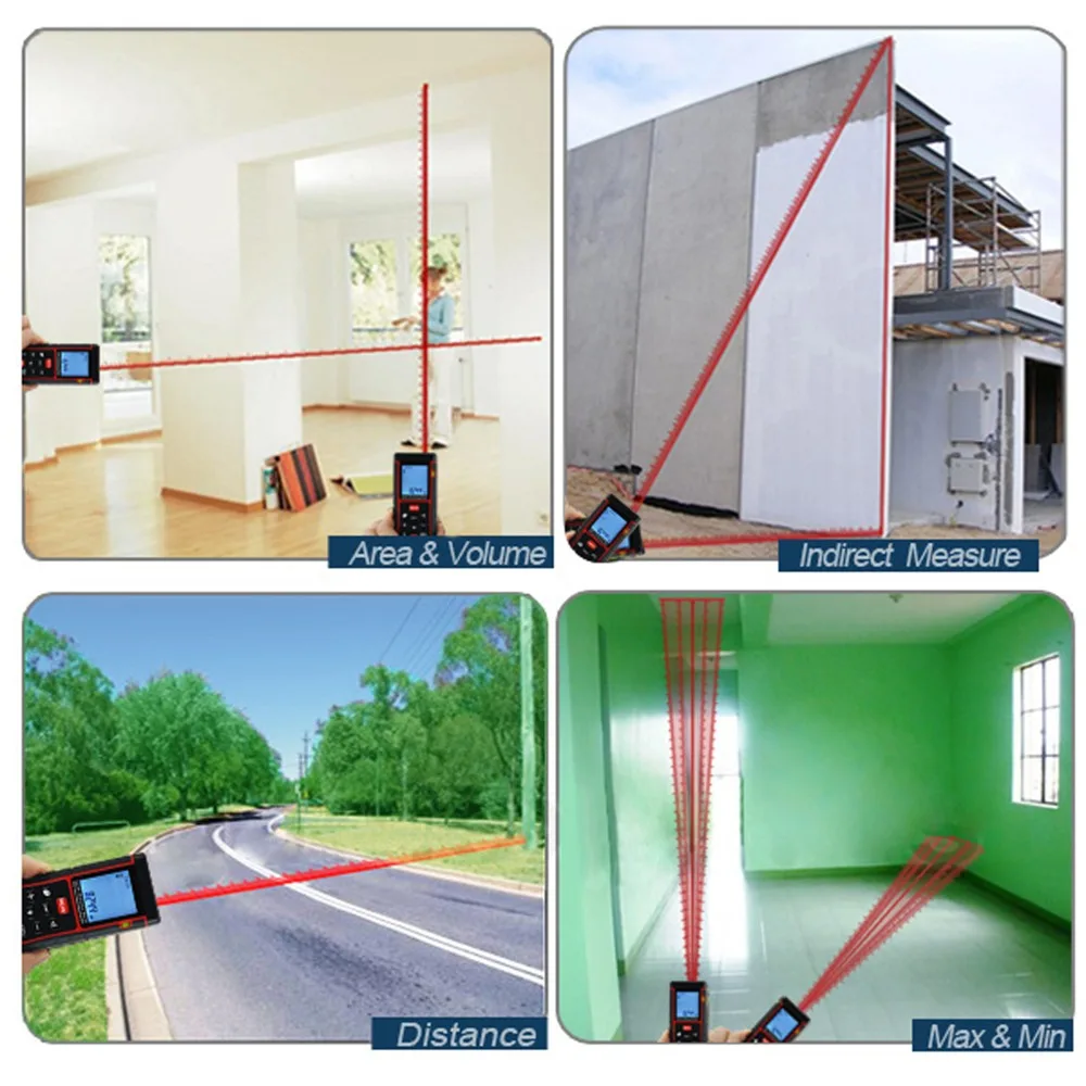 Laser Distance 40M Rangefinder Measurement Handheld +/-2mm Accuracy IP54 Digital Electronic Precision Area Volume Tool | Инструменты