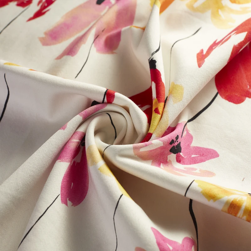 Polyester fabric for dress High-end fashion flower pattern printed cloth spandex clothing diy sewing patchwork material | Дом и сад