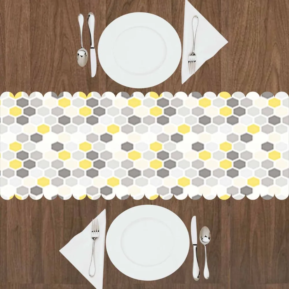 Серая белая желтая шестигранная Геометрическая скатерть в виде кубиков с 3d