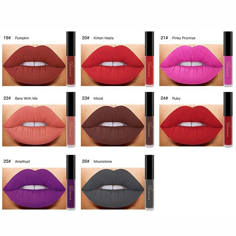 Long lasting Matte бархат Блеск для губ крем жидкая Губная помада Для женщин Макияж