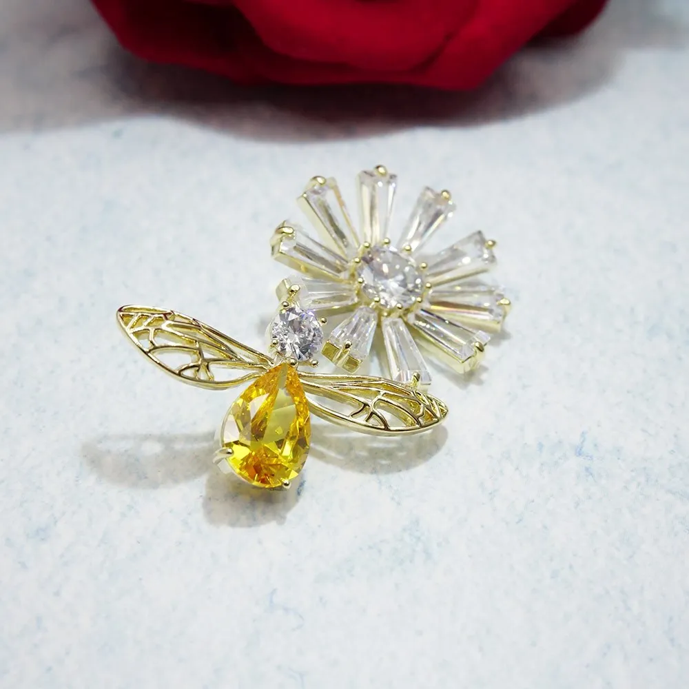 Новая Милая брошь в виде насекомых животных пчелы аксессуары для одежды кристалл