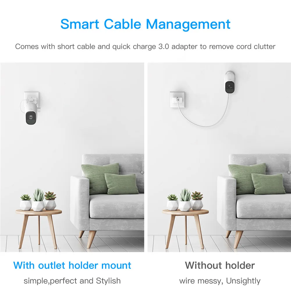 Настенное крепление для камеры Arlo Pro 2/Arlo с адаптером Quick Charge 3 0 регулируемый