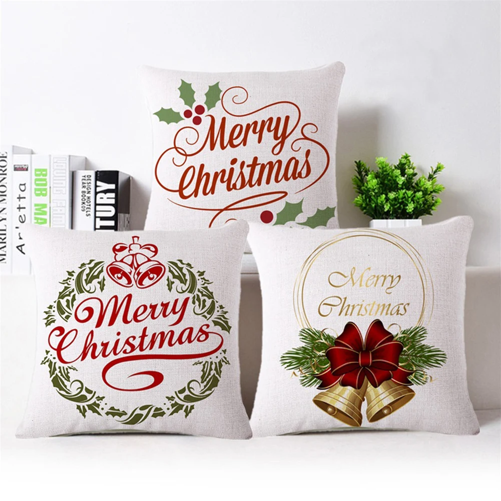 18 дюймов Merry Рождество с принтом букв Пледы Наволочки Лен|pillow case linen|pillow casethrow pillow