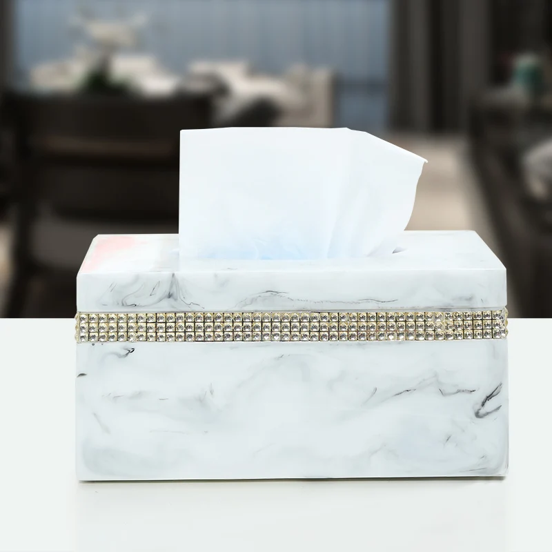 Скандинавский стиль Мраморная смола ручная печать коробка для салфеток гостиная