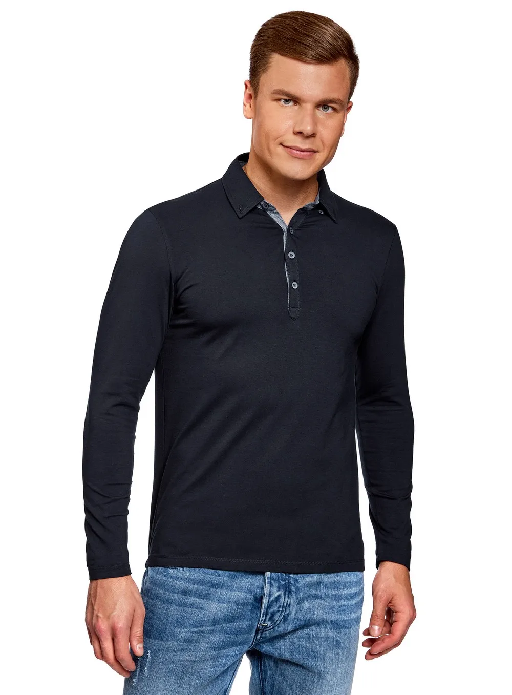 oodji Поло хлопковое с длинным рукавом 5L411009M 46930N|polo shirt|polo shirt polopolo polo |