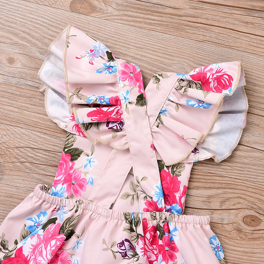 Newborn Infant Baby Girls Peony Flower Short Sleeve Romper + Headband Outfit Set | Детская одежда и обувь