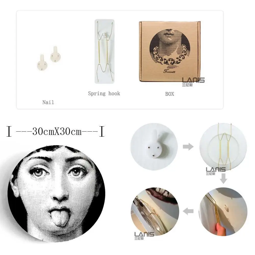 12 дюймовая тарелка Fornasetti для домашнего декора фарфоровая настенная обеденная