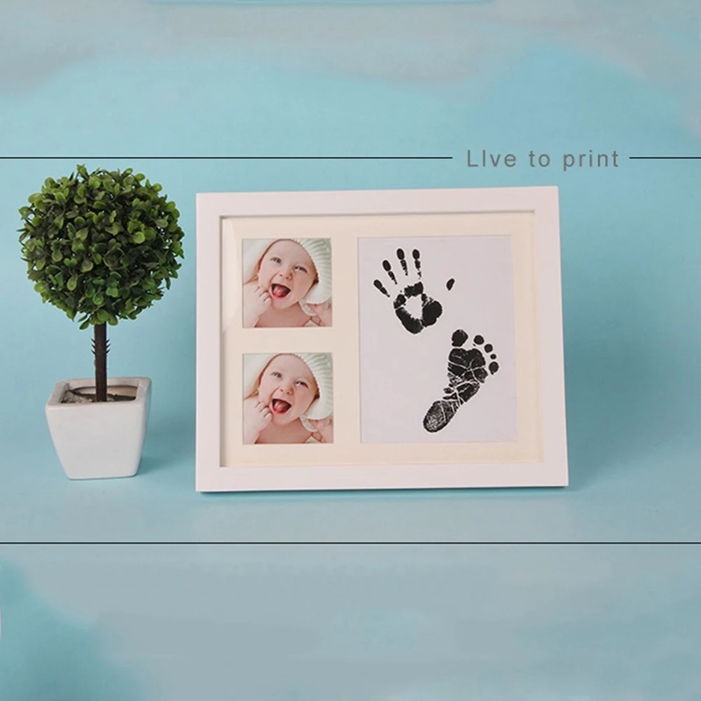 Для новорожденных handprint след нетоксичные чернила pad древесины фото Рамки
