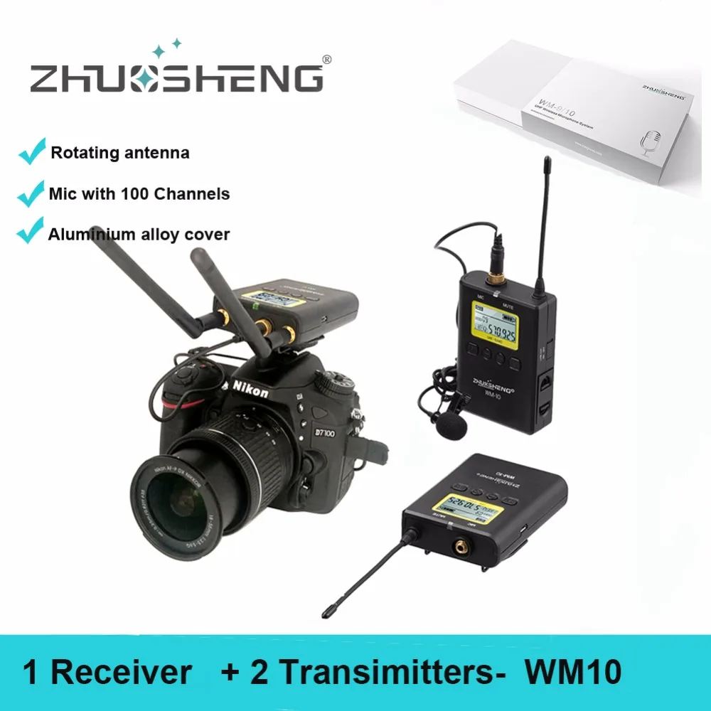 ZhuoSheng WM10 беспроводной отворот клип на микрофон для Nikon Panasonic JVC цифровые камеры