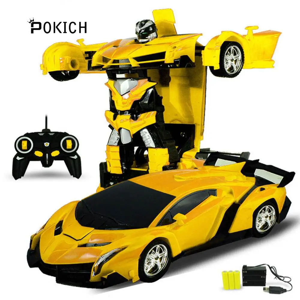 Pokich RC автомобиль роботы-трансформеры спортивный автомобиль модель игрушечные роботы крутая деформация автомобиль дети игрушки подарки для мальчиков - Цвет: Yellow 2
