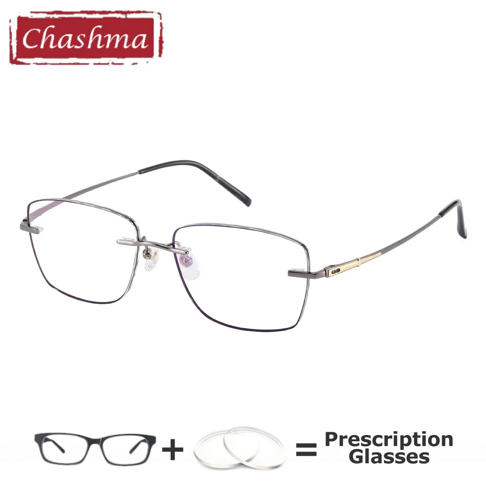 Титановые женские очки Chashma рецептурные прогрессивные линзы мужские без оправы