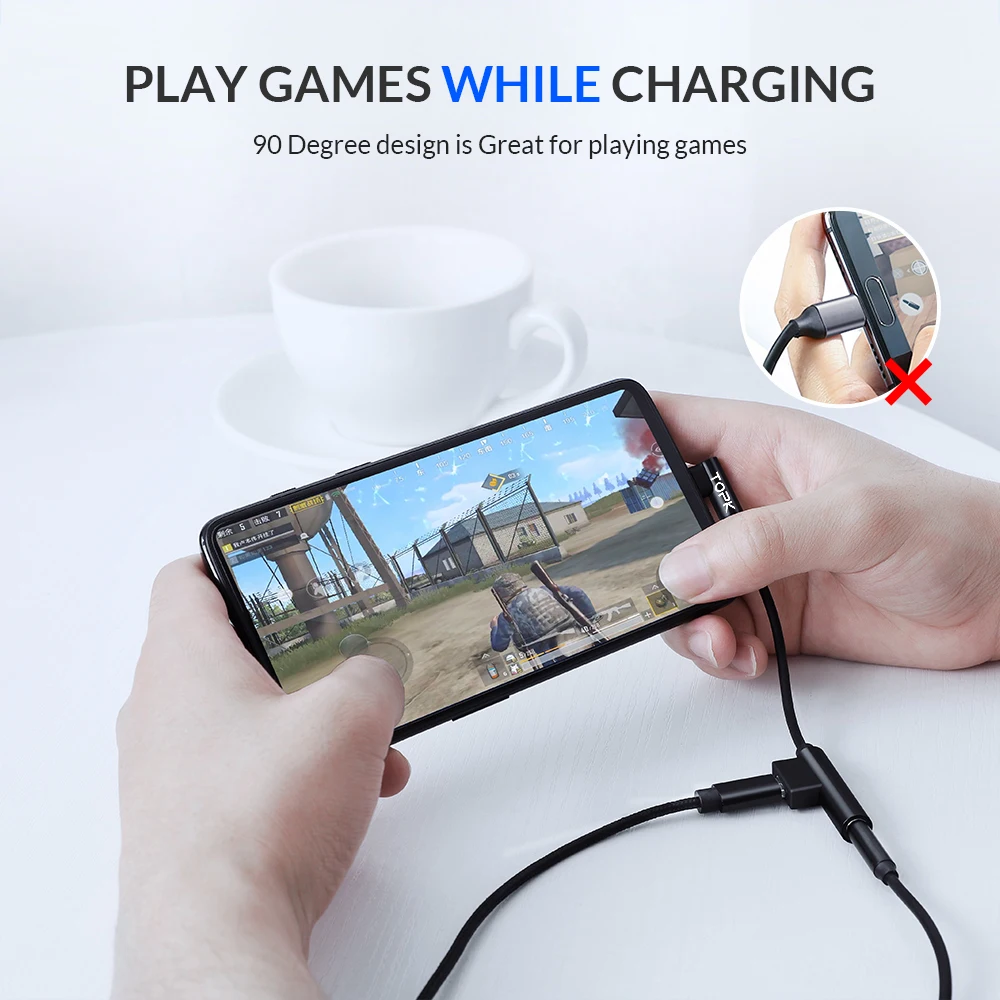 TOPK 2 в 1 usb type C до 3 5 мм Aux аудио разъем адаптер для наушников USB зарядный кабель Xiaomi