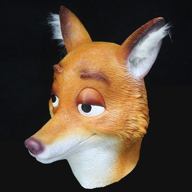 Wilde Fox Полный глава Латекс Маска карнавальная вечернее изящное платье Косплэй