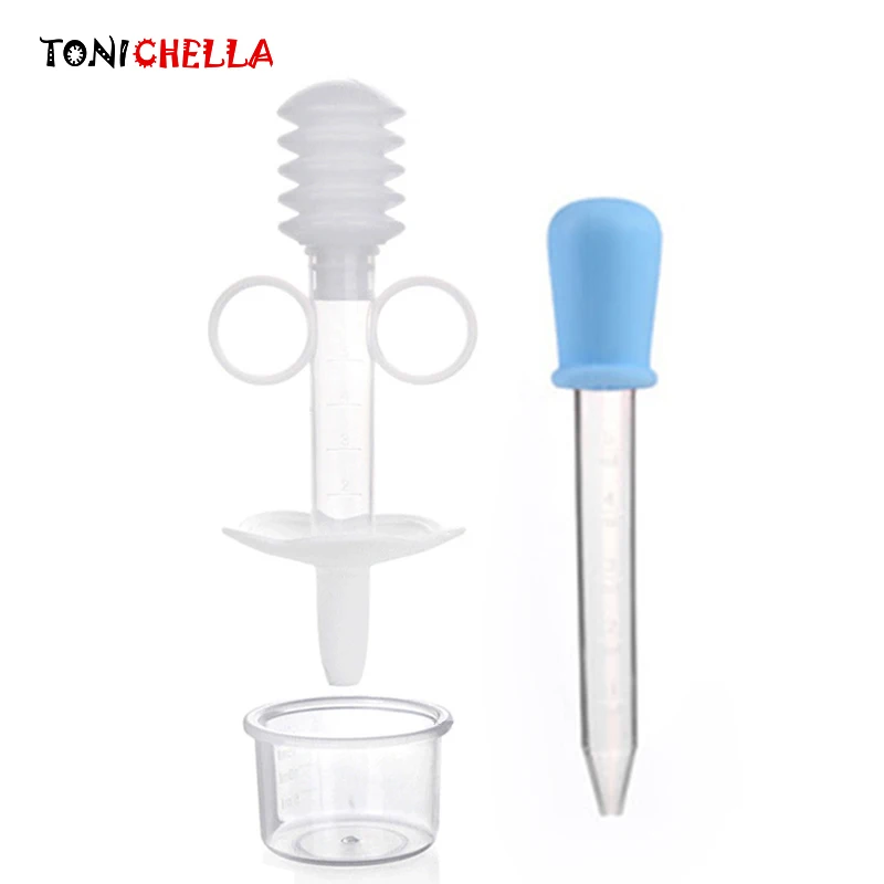 

2pcs/lot 5ml Baby Silicone Feeding Medicine Liquid Syringe And Dropper Device Infants Syringe Device Flatware Utensils T0337