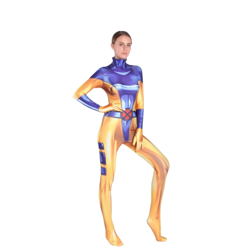 Быстрая доставка джинсовые серо-летние костюмы для косплея Marvel Girl X man аниме боди