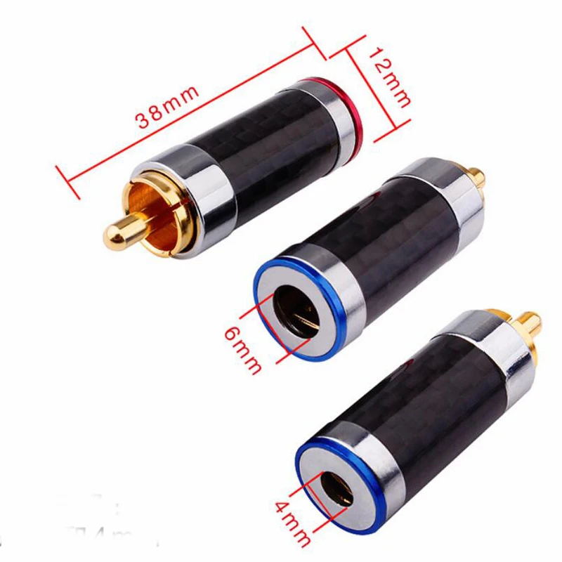 HiFi 4 шт. Позолоченные разъемы RCA из углеродного волокна Соединительный кабель
