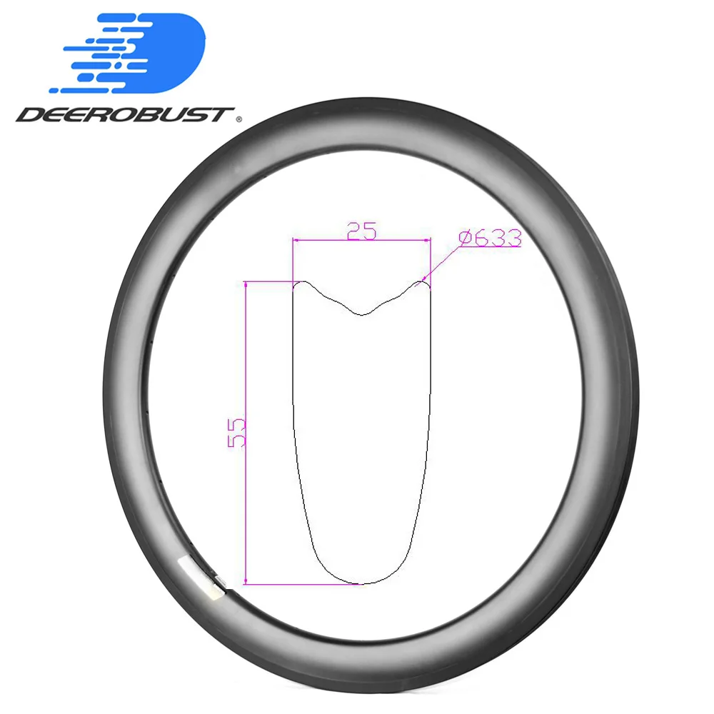 Углеродные трубчатые дорожные велосипедные диски U-образной формы 425 г 700c 55 мм