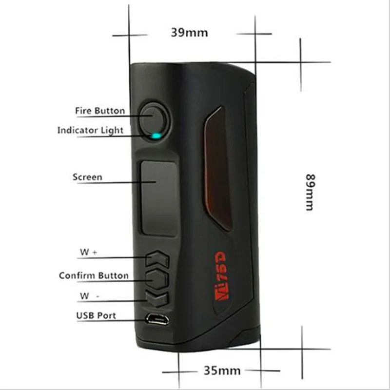 5pcs/lot Original Hcigar VT75D DNA 75W Box Mod Vape Mods Dual 18650 Battery Evolv DNA75C E Cigarette 0.91&quot Colorful TFT Screen |