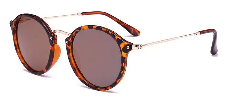 leopard brown Ретро Круглые Солнцезащитные очки Роскошные женские очки круглые маленькие солнцезащитные очки мужские оттенки зеркало леопард Солнцезащитные очки винтажные очки - Цвет линз: leopard brown