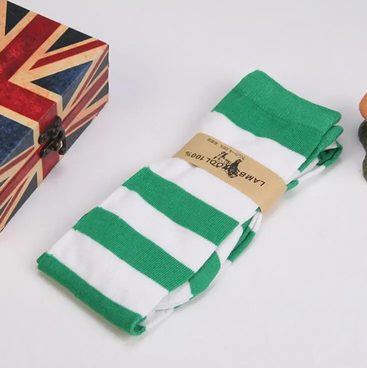 green white Милые длинные чулки в полоску для школьниц на Хэллоуин, аниме, косплей, чулки выше колена для девочек, сексуальные женские теплые чулки Onesize - Цвет: green white