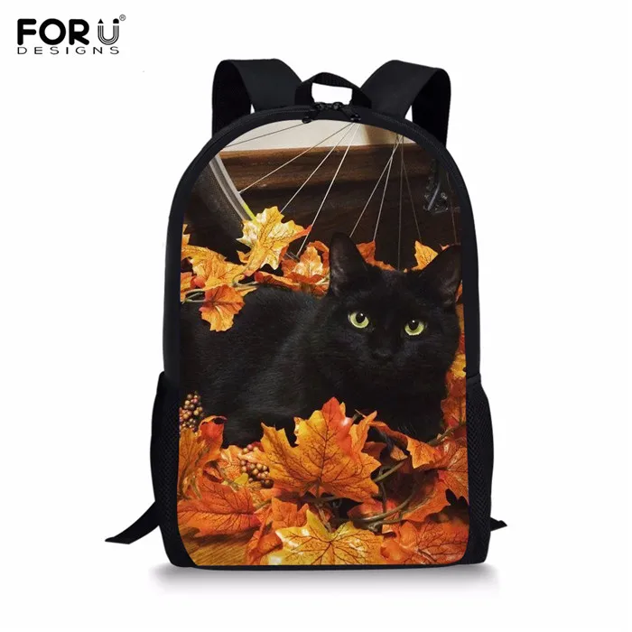 FORUDESIGNS/3 шт./компл. школьный рюкзак с изображением черного кота, на осень с принтом для девочек-подростков; обувь для девочек; обувь для студентов; ортопедии рюкзак Mochilas - Цвет: RH0358C
