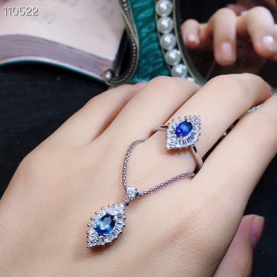 KJJEAXCMY boutique jewels комплект подвесок из серебра 925 пробы с натуральным Сапфиром И