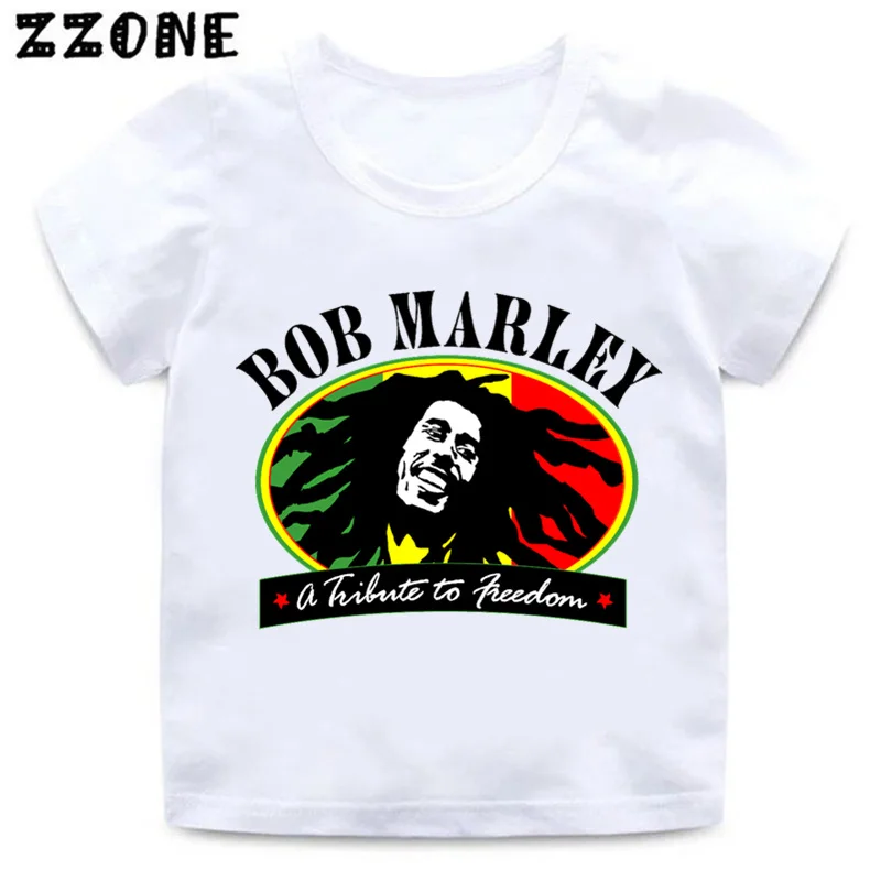 Футболка с принтом «Jamaica Singer Bob Marley Reggae Rastafari» для мальчиков и девочек детская забавная белая футболка Детская летняя одежда HKP5208
