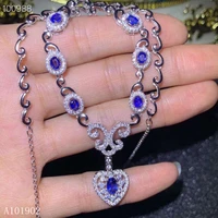 kjjeaxcmy boutique jewelry 925 silver inlaid natural sapphire deluxe necklace support detection