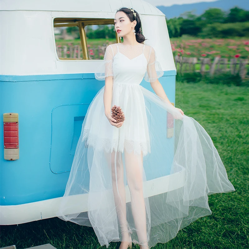 Женское свадебное платье белое пляжное большого размера модель OWD193006 на лето